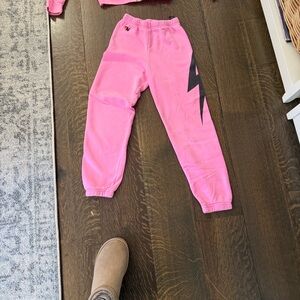 Aviator Nation Pink Lightning Bolt Joggers